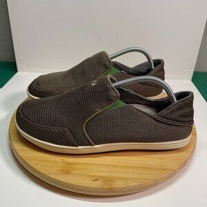 OluKai Men 9.5 Brown Nohea Mesh Slip On Sneaker Drop In Heel Casual Beach